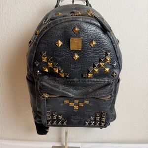 MCM Black and Gold Studded Men's Backpack